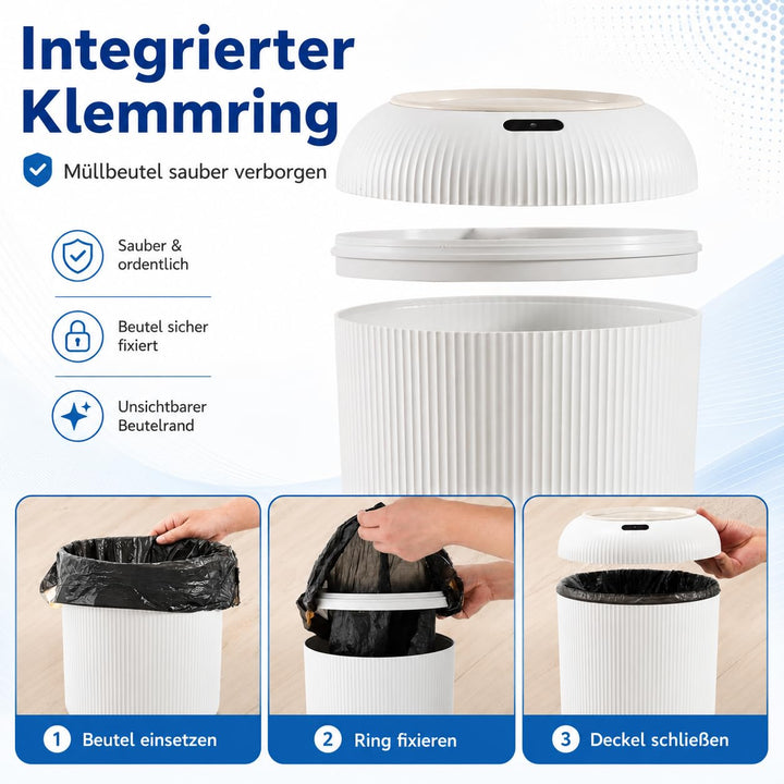 Automatischer Mülleimer mit Sensor 10L - Elektrischer Mülleimer mit Deckel für Küche & Badezimmer -