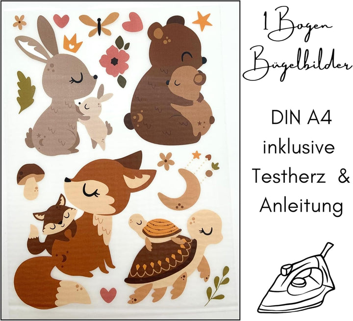 Bügelbilder Set für Textilien DIN A4 Kinder Mädchen Jungen Dino Einhorn gross klein Aufbügelbild zum