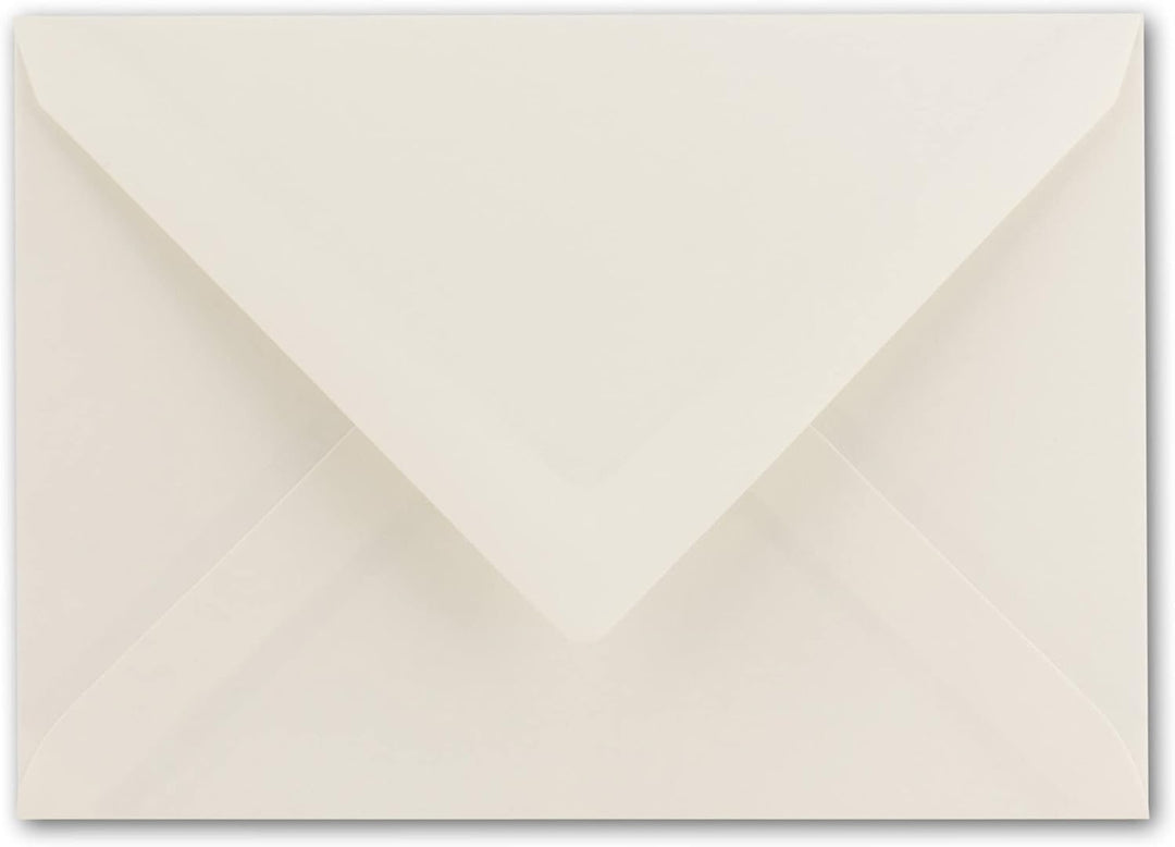 50x DIN C5 Kuverts 15,7 x 22,5 cm in natur-weiss mit goldenem Seidenfutter - Nassklebung - Blanko Br