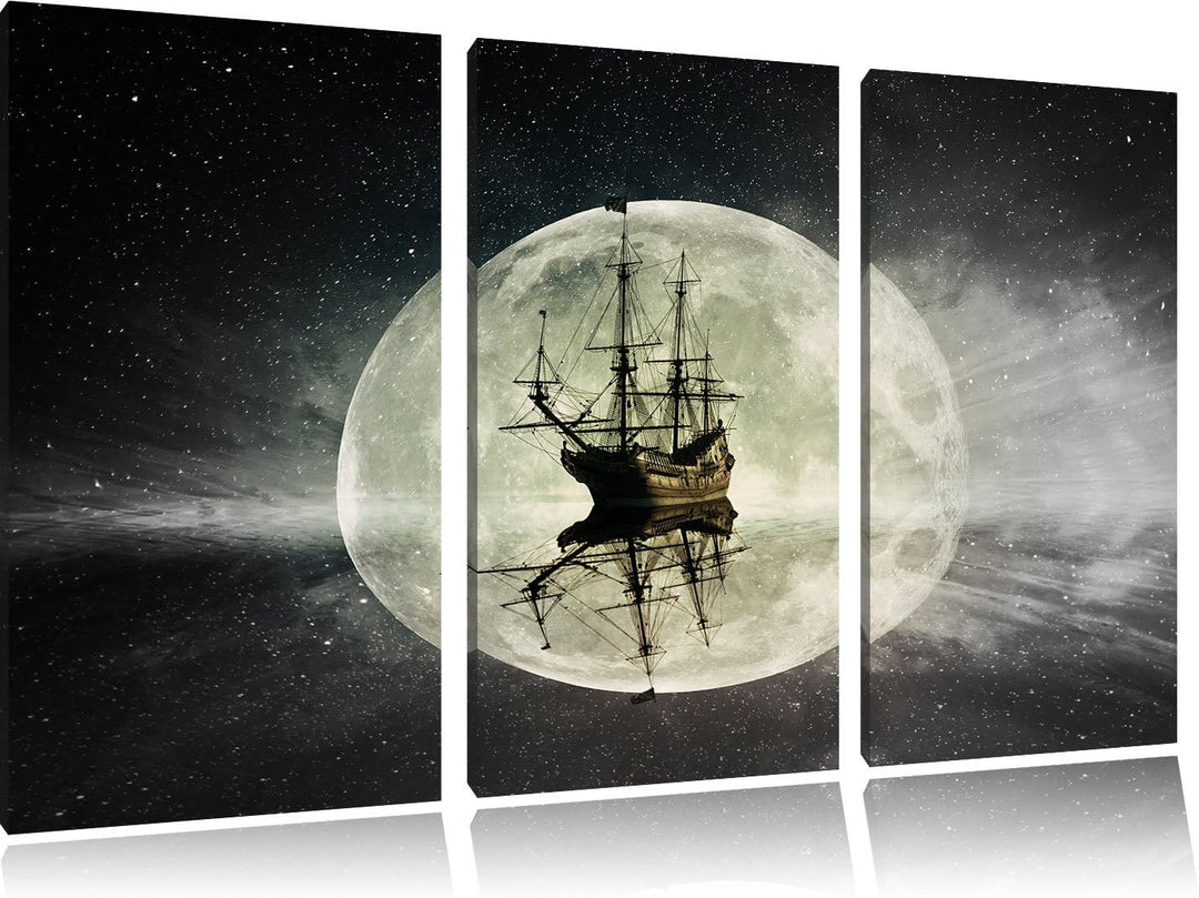 Pixxprint Geisterschiff im Weltall als Leinwandbild/Grösse: 3 Teilig (120x80) cm/Wandbild/Kunstdruck