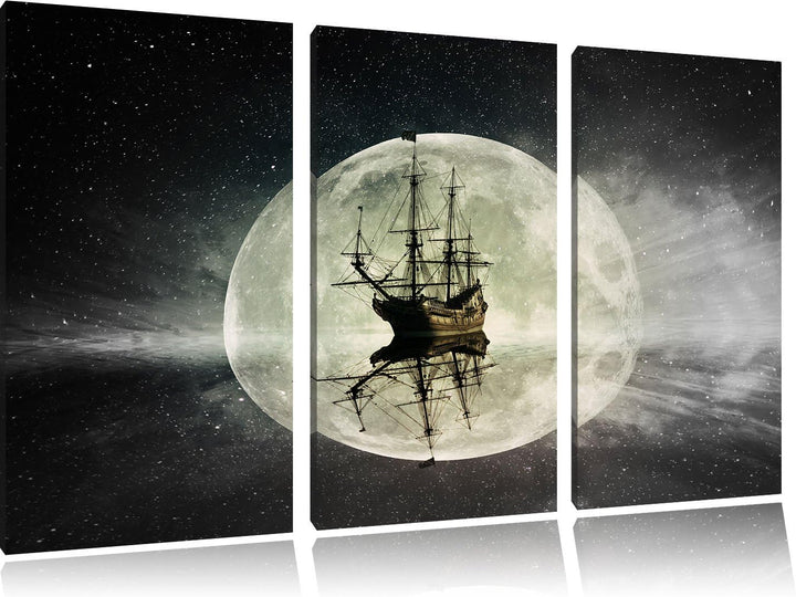 Pixxprint Geisterschiff im Weltall als Leinwandbild/Grösse: 3 Teilig (120x80) cm/Wandbild/Kunstdruck