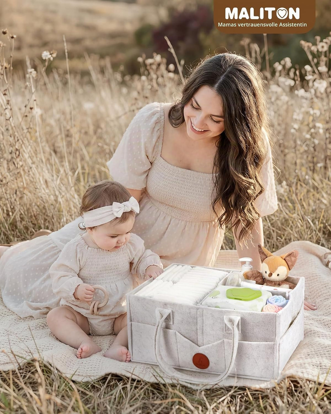 Maliton Wickeltisch Organizer, Baby Windel Caddy Newborn Essentials, Robuster Tragbarer Filztasche,