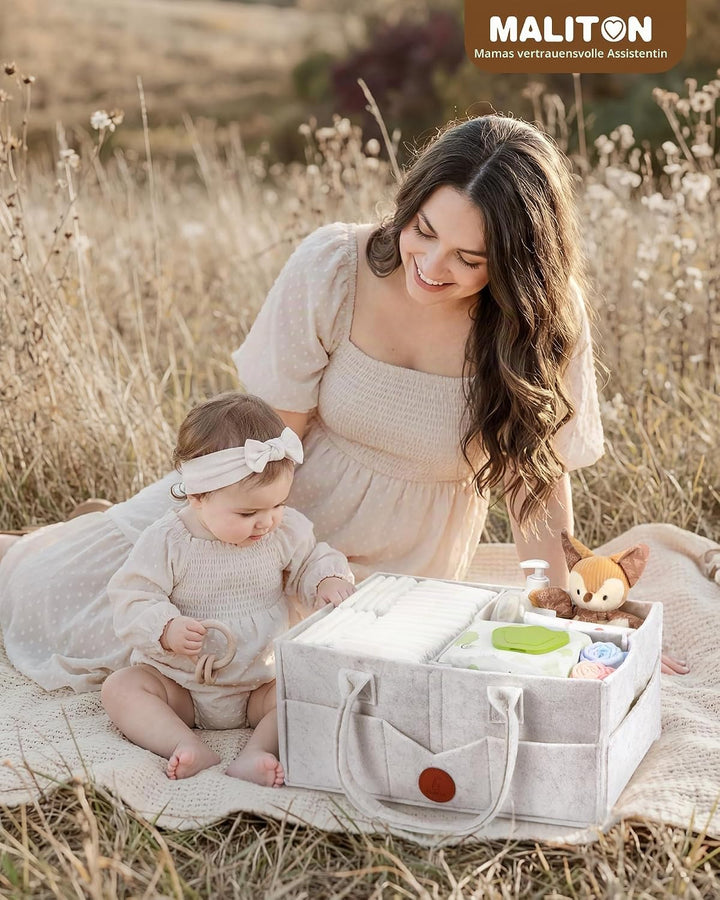Maliton Wickeltisch Organizer, Baby Windel Caddy Newborn Essentials, Robuster Tragbarer Filztasche,