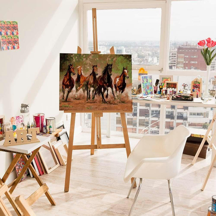 Artnapi Malen nach Zahlen Erwachsene mit Rahmen | DIY Handgemalt | Tiere - Rennpferde | Kit für Anfä