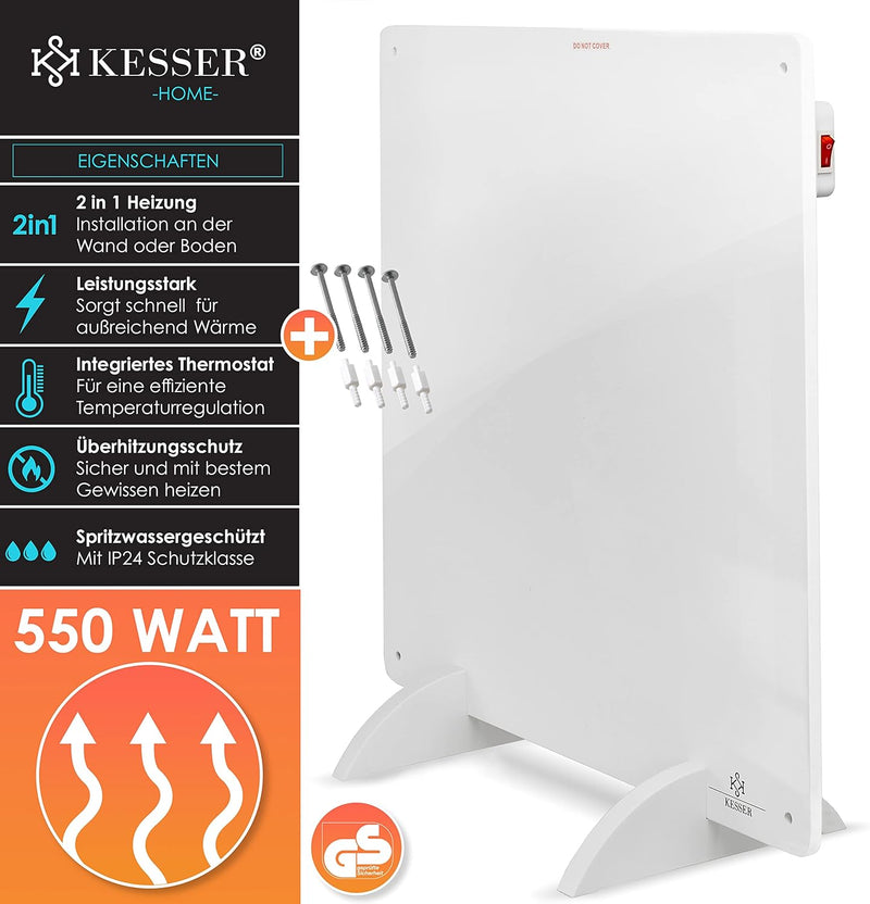 KESSER® 2x Infrarotheizung 550 Watt Wandheizung ✓ Infrarot ✓ Heizung ✓ Heizkörper | Heizpaneel| Inkl