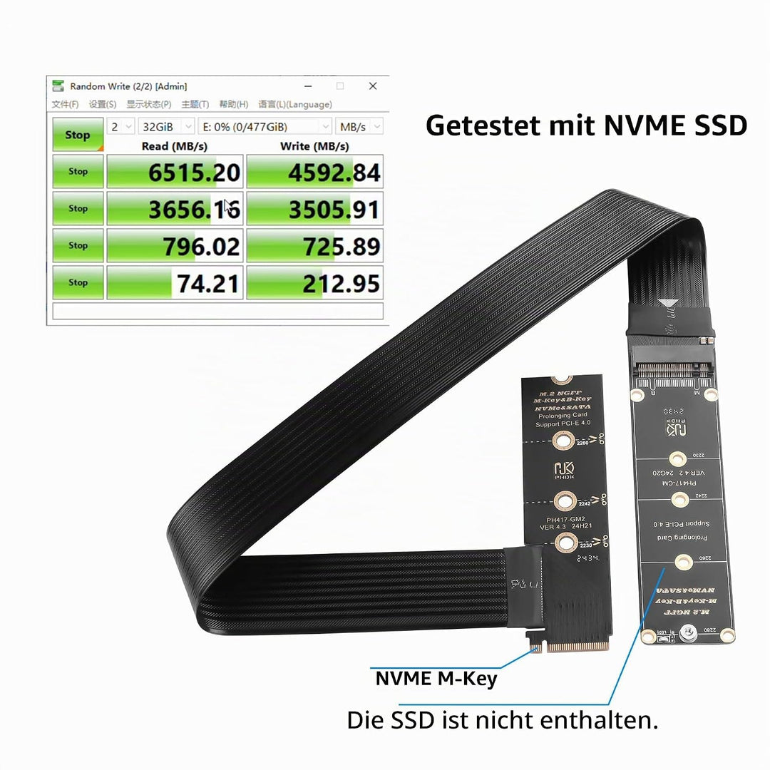 GINTOOYUN 90 Grad NGFF M.2 M-KEY NVME Verlängerungskabel 40 CM PCIe 3.0/4.0 M.2 NVME/NGFF SSD Band F