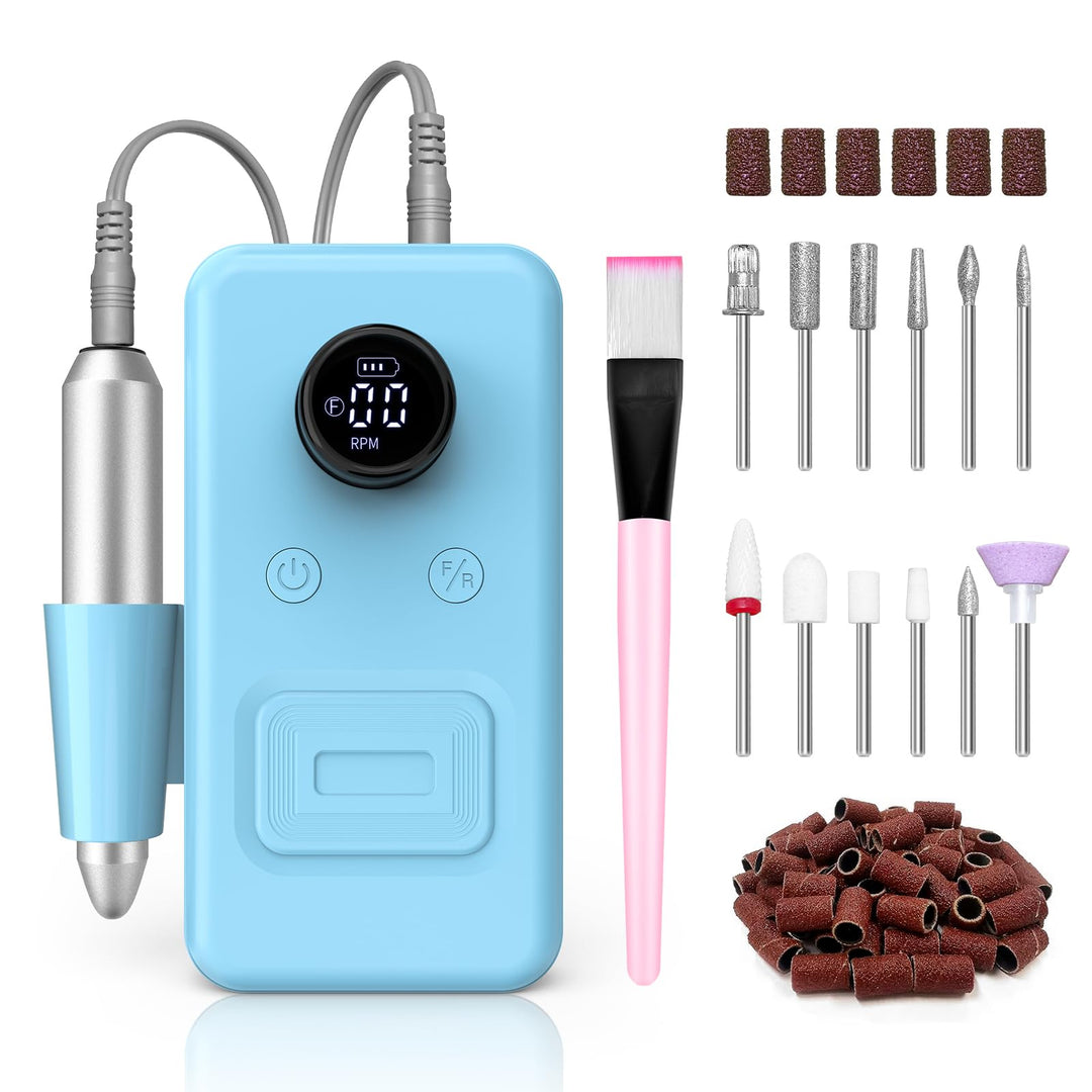 COPPA Nagelfräser, NDK106 Professionell Elektrische Nagelfräser Set mit 12 Bits 31 Schleifbändern, 4