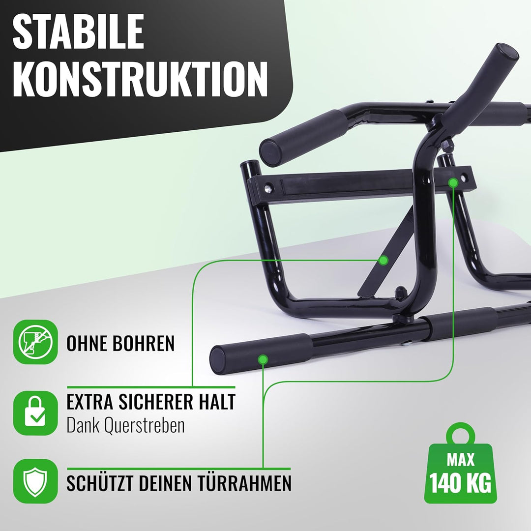 Klimmzugstange für Türrahmen, Ohne Bohren, 4 Griffmölichkeiten, Pull-up Bar für Türen von 60-90 cm m