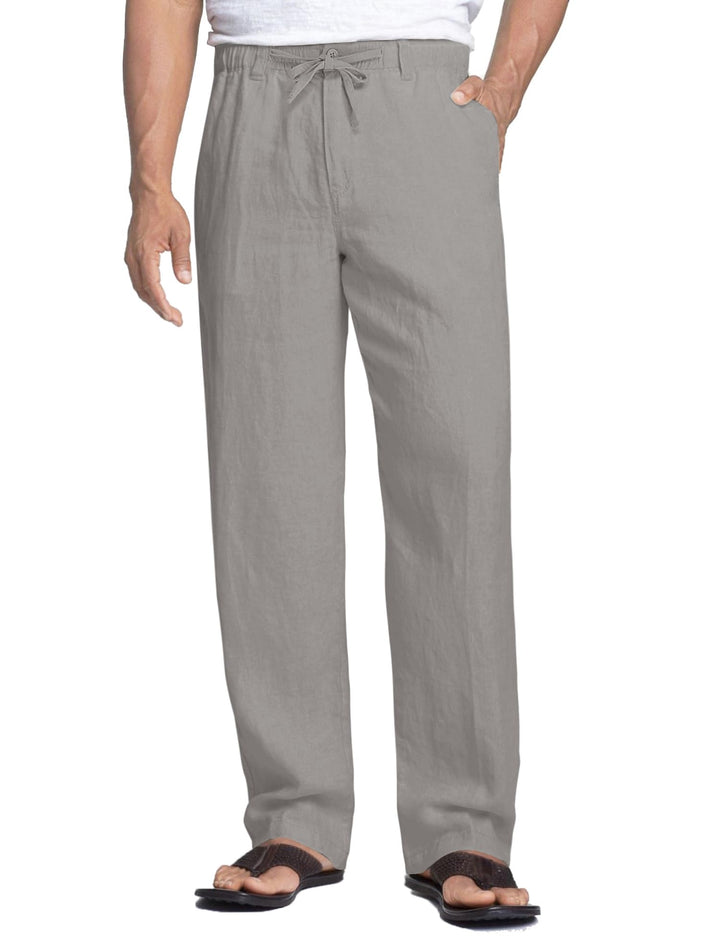 COOFANDY Herren Leinenhose mit Kordelzug Leicht Sommerhose Freizeithose Einfarbig Hose Lang für Männ