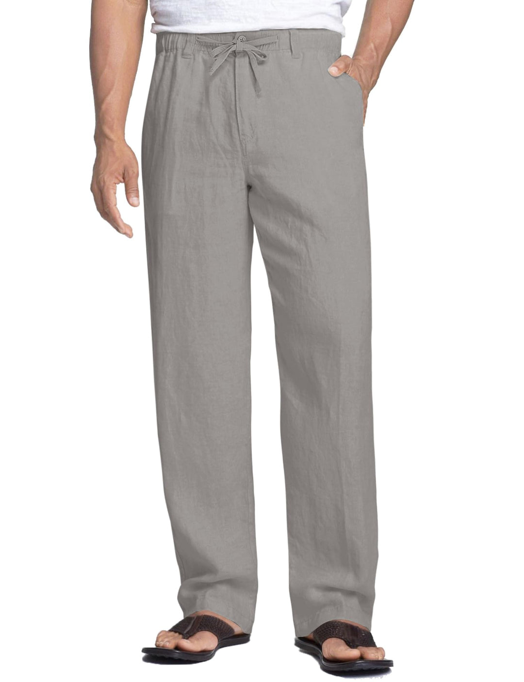 COOFANDY Herren Leinenhose mit Kordelzug Leicht Sommerhose Freizeithose Einfarbig Hose Lang für Männ