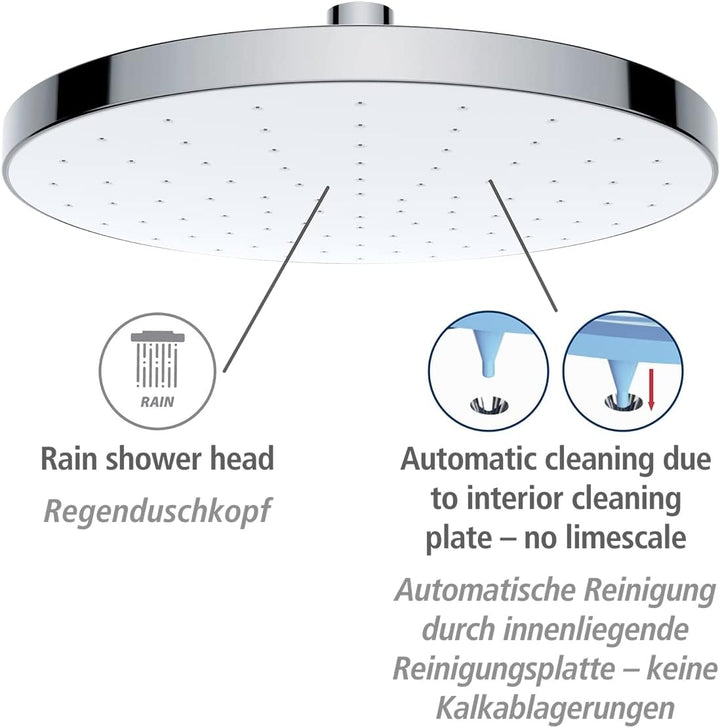WENKO Regenduschkopf Automatic Cleaning - Anti-Kalk Universal-Kopfbrause mit automatischem Reinigung