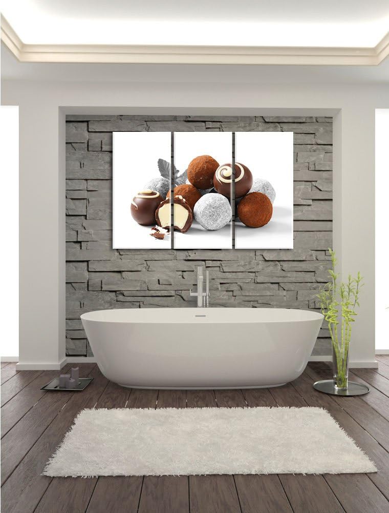 Pixxprint Edle Trüffelpralinen als Leinwandbild/Grösse: 3 Teilig (120x80) cm/Wandbild/Kunstdruck/fer