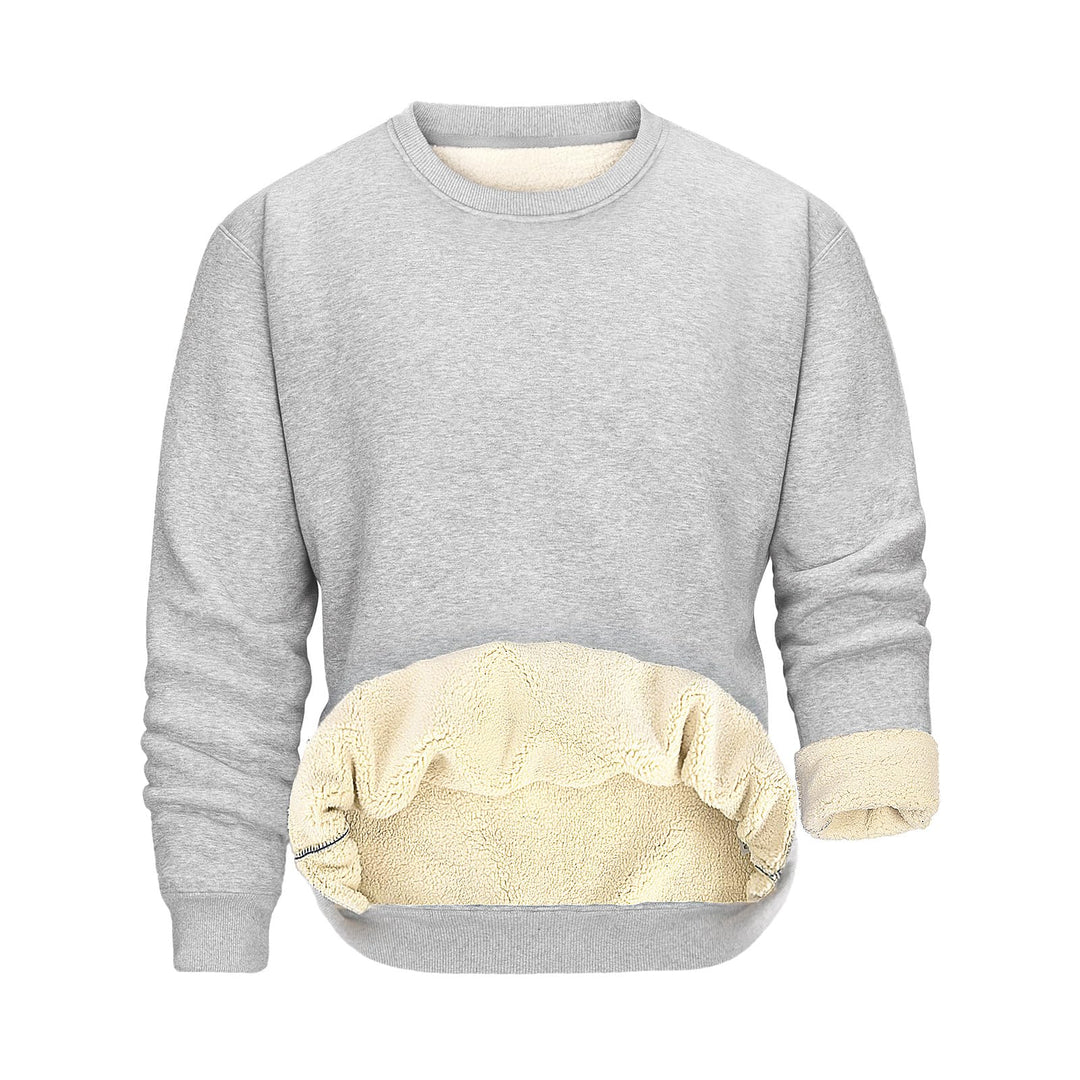 Herren Sweatshirt Winter Warm Fleece Pullover Herren Langarm Pulli mit Rundhalsausschnitt Basic Soli