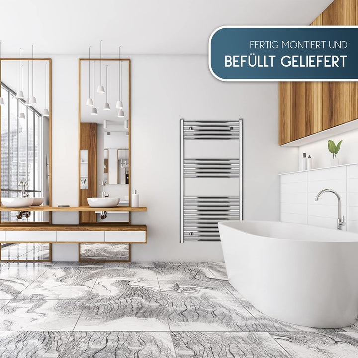 anapont elektrischer Badheizkörper - Chrom gebogen - Timer-Funktion - Handtuchheizkörper - Badheizun
