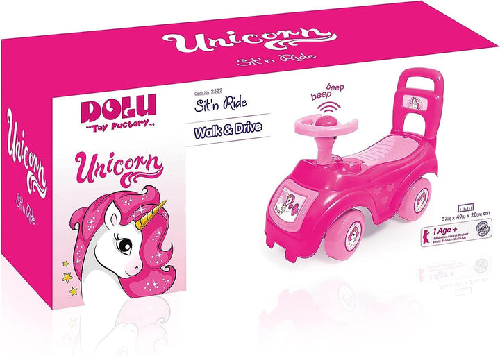 DOLU – 2522 Kinder Einhorn Sit n' Ride Push Along Auto Spielzeug – Pink