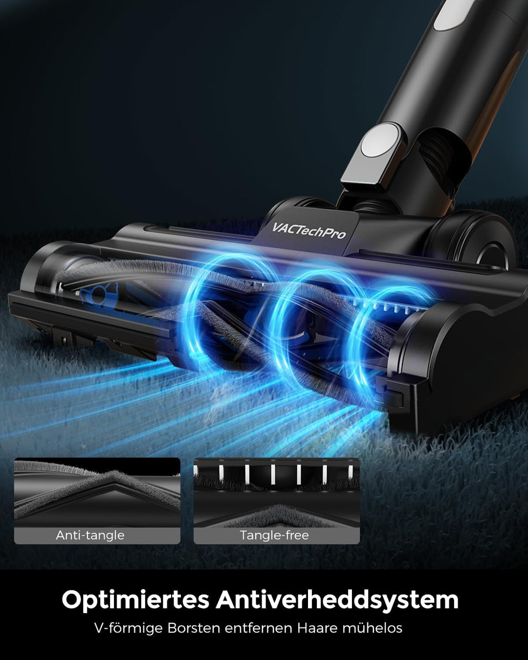 VACTechPro Akku Staubsauger kabellos F02 Lite,550W/50kPa akkustaubsauger mit 8‑stufigem Filtersystem