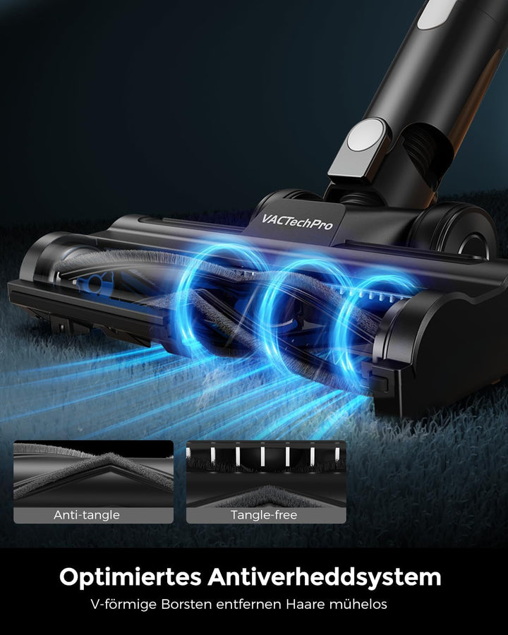 VACTechPro Akku Staubsauger kabellos F02 Lite,550W/50kPa akkustaubsauger mit 8‑stufigem Filtersystem