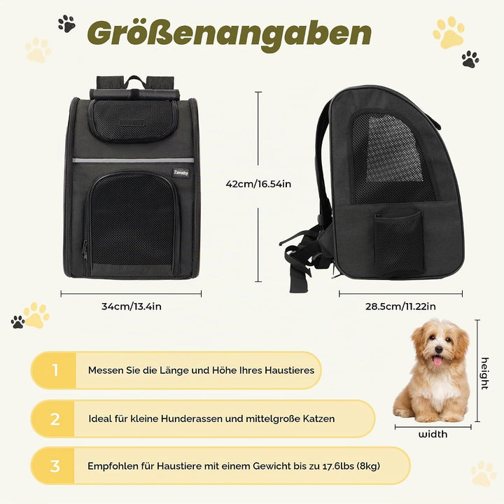 Zavothy Haustier Rucksack für Katzen und Hunde, Tragbar und Faltbar, mit Netzfenster und Gepolsterte