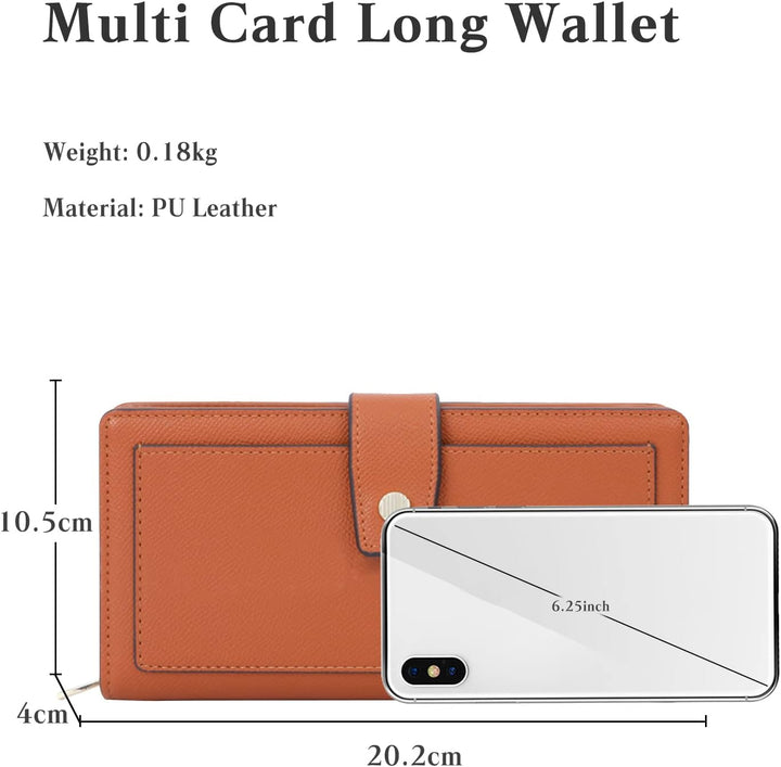 PORRASSO Geldbörse Damen Portemonnaie Leder Geldbeutel Kreditkartenetui Wristlet Bag mit Viele Fäche