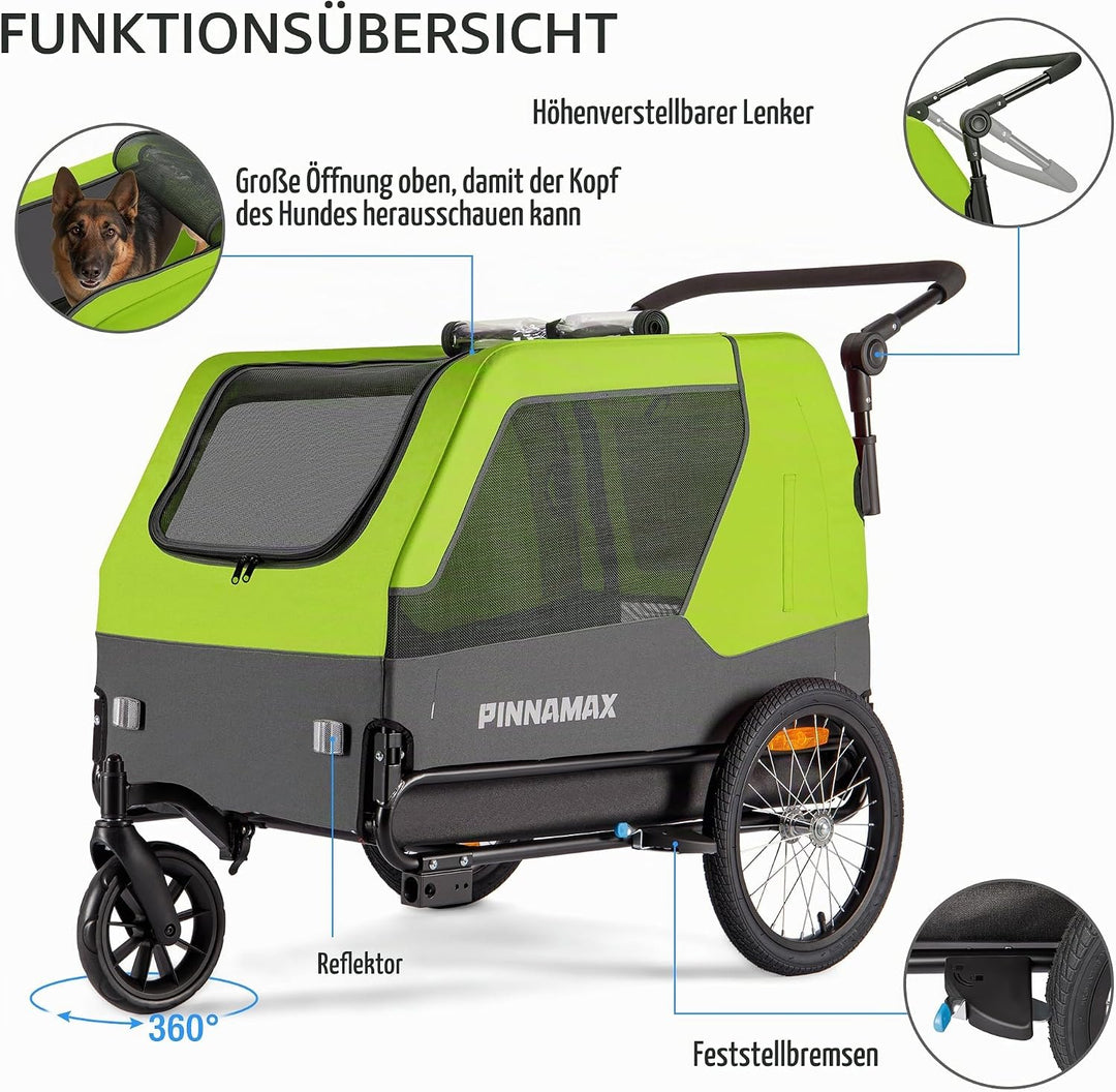 Hundeanhänger für Fahrräder – 2-in-1 Haustierbuggy, belastbar bis zu 45 kg – Fahrradanhänger für Hun