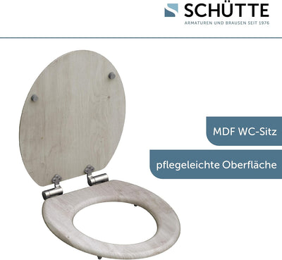 SCHÜTTE WC-Sitz LIGHTWOOD mit Absenkautomatik aus Holz, Toilettensitz mit Klodeckel, Holzkern Toilet