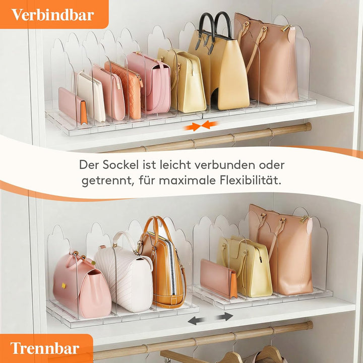 Lifewit 2 Stück Taschen Organizer Schrank mit 8 Trenner, Kunstoff Handtaschen Aufbewahrung, Verstell