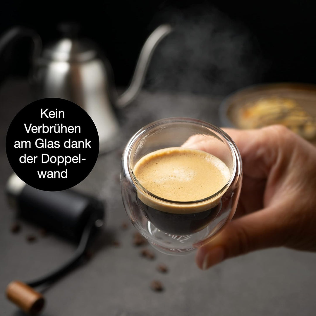 Moritz & Moritz Barista Milano 6 x 60 ml Espressogläser Doppelwandig - Espresso Tassen Set aus Glas