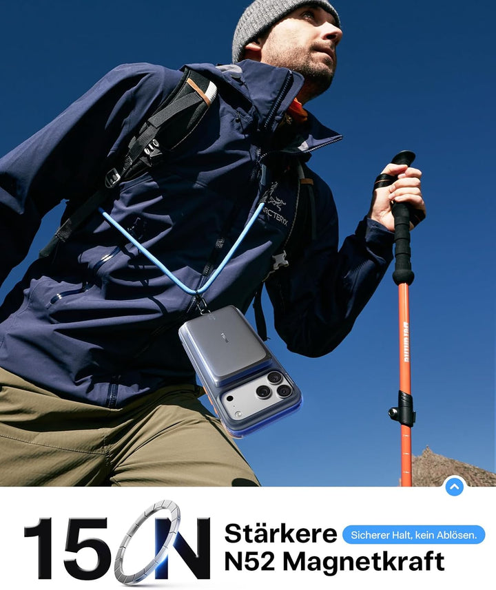 TORRAS MiniMag Pro Powerbank 10000mAh für MagSafe, Ultra Slim Design, Grau | 30W Schnellladen, Semi-