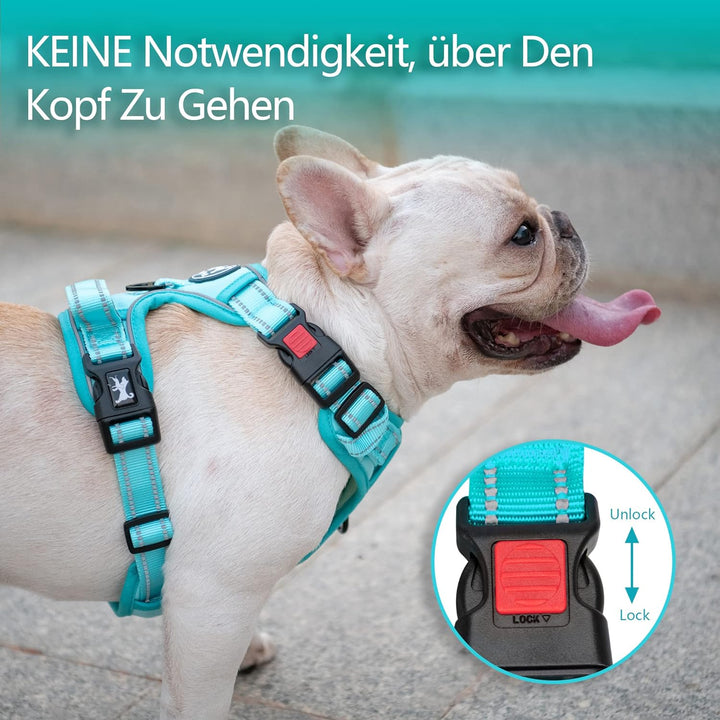 PoyPet Hundegeschirr ohne Zug, Reflektierendes Hundegeschirr für mittelgrosse Hunde ohne Würgen, ver