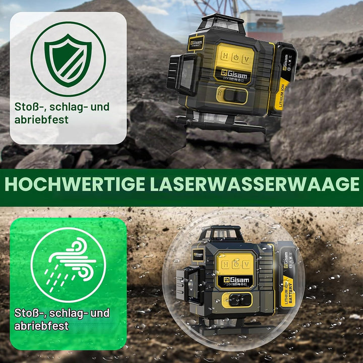 Kreuzlinienlaser mit Impuls-Modus,Multifunktionaler 4D-Laser mit 16 Linien, Fadenkreuz-Laser Wasserw