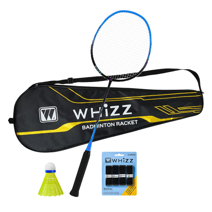 WHiZZ Carbon Badminton Schläger Set, Leichter Graphit Badmintonschläger Federball Set für Training,