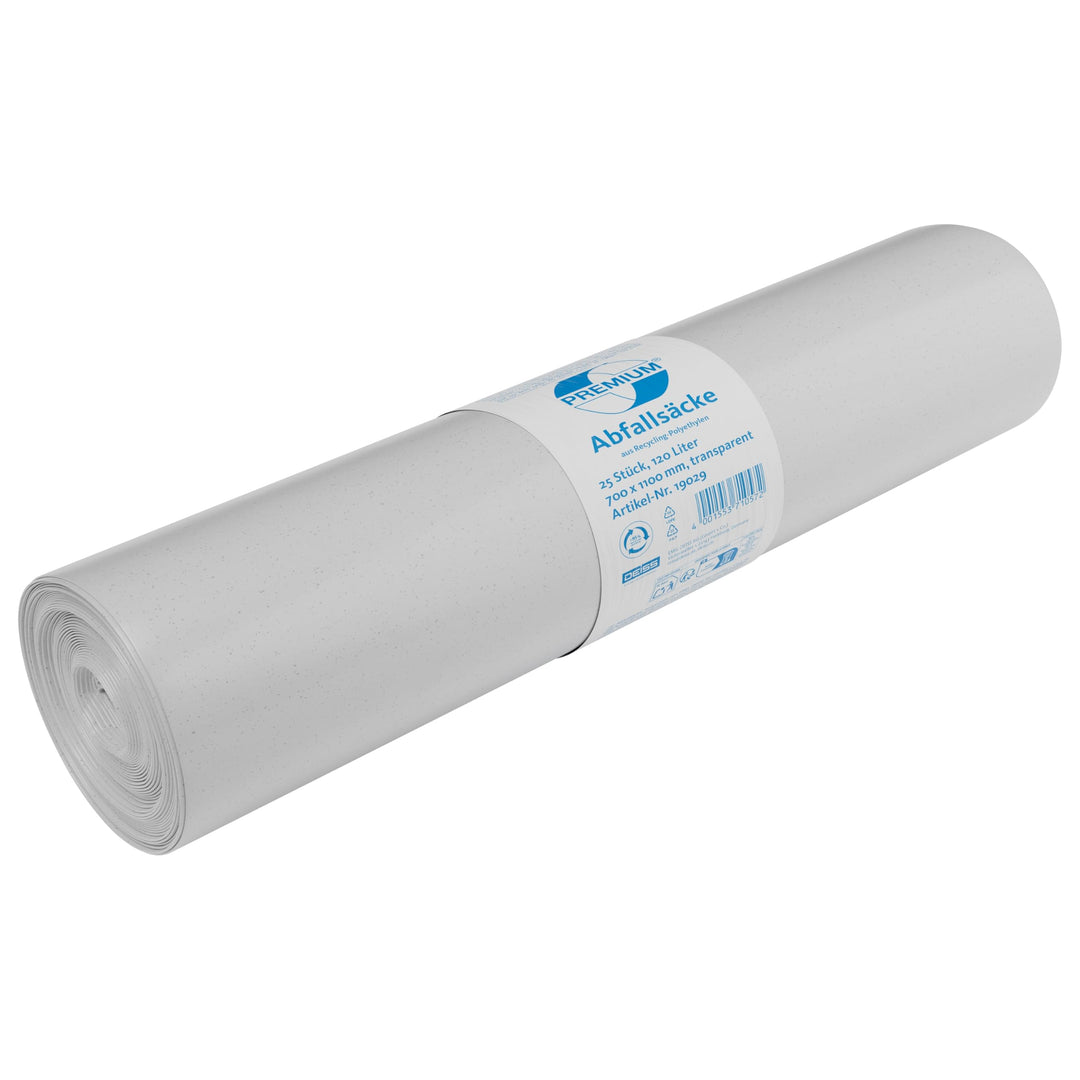 Müllsäcke DEISS PREMIUM transparent Typ 60, 120 L, 10 Rollen, 250 Stück