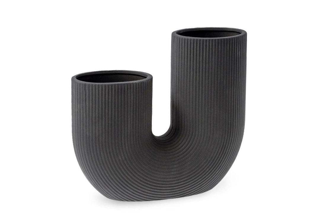 Storefactory - Stråvalla - Vase - U Vase - Bogenvase - Keramik - Dunkelgrau - Masse (LxBxH): 24 x 7