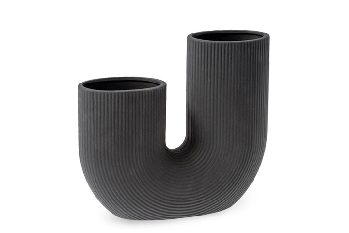 Storefactory - Stråvalla - Vase - U Vase - Bogenvase - Keramik - Dunkelgrau - Masse (LxBxH): 24 x 7