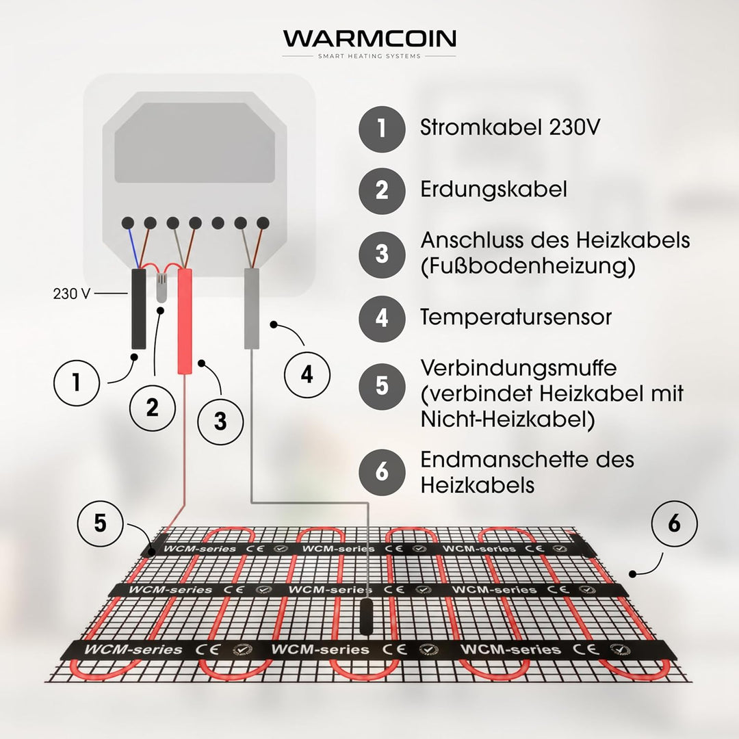 Thermostat W100 Fussbodenheizung, elektrisch programmierbar mit Fühler, 16A, WLAN, digitales Raumthe