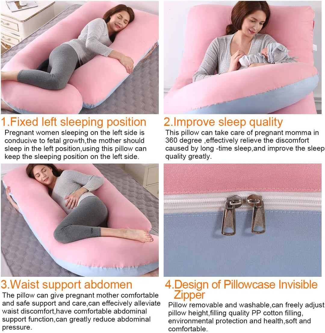SHANNA Schwangerschaftskissen Seitenschläferkissen Stillkissen U Förmiges XXL Stützkissen 70*145CM G