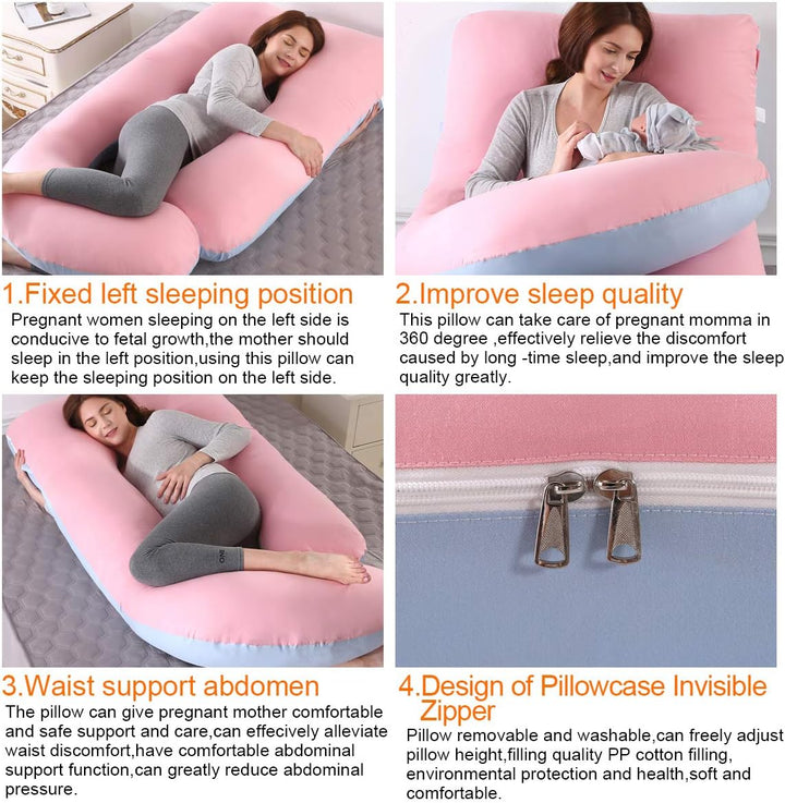 SHANNA Schwangerschaftskissen Seitenschläferkissen Stillkissen U Förmiges XXL Stützkissen 70*145CM G