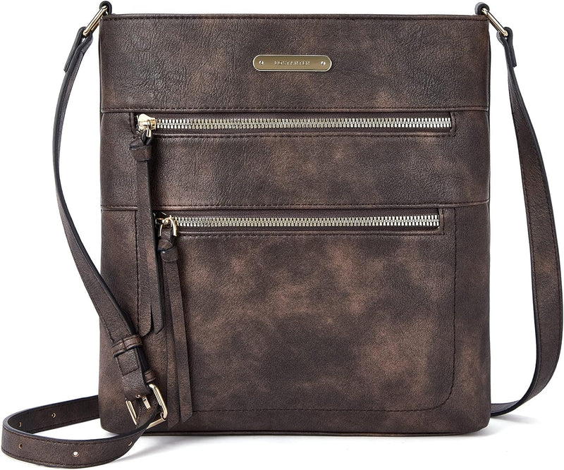 BOSTANTEN Damen Handy Umhängetasche Mittel, PU Leder Crossbody Schultertasche, Reissverschlusstasche
