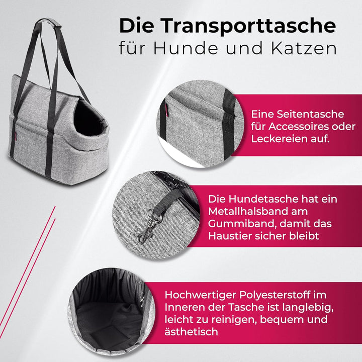 BOUTIQUE ZOO Hundetasche - Schwarz Schwarz/Minky, L bis 12 kg - Tragetasche für kleinen und mittlere