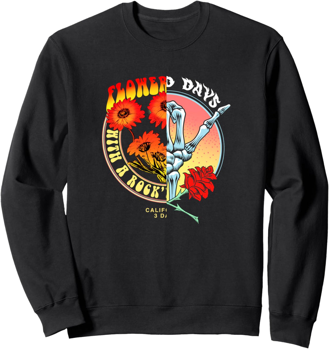 Split Flower Days Mixed Design Sweatshirt