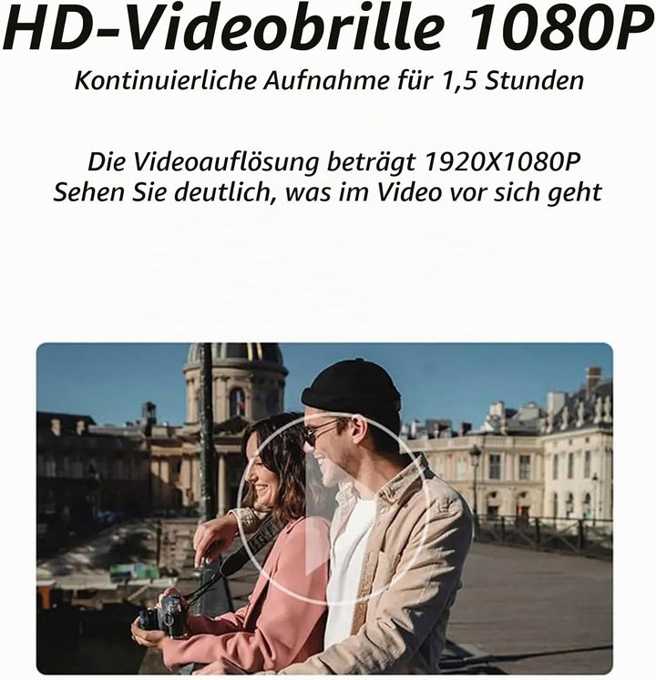 Fockety 1080p Kamera Sonnenbrille, Anti -Shake -Weitwinkel -Objektivsport -Action -Kamera -Brille mi
