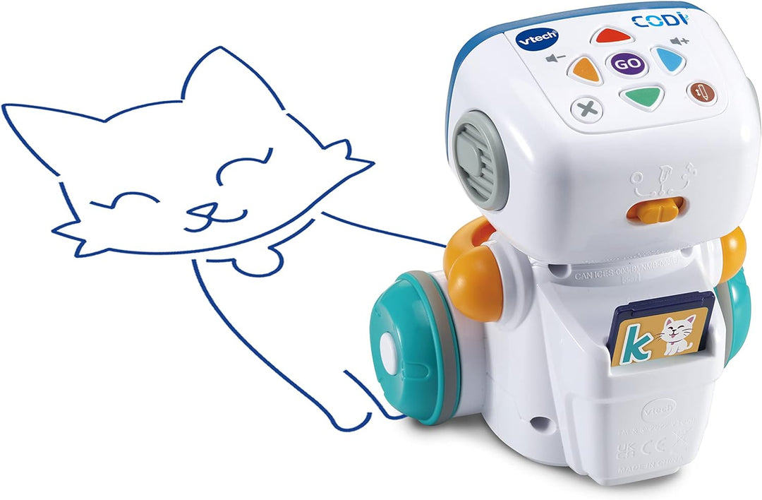 VTech Codi, der clevere Mal-Roboter – Interaktiver Freund, der sich von allein bewegt und mit dem St