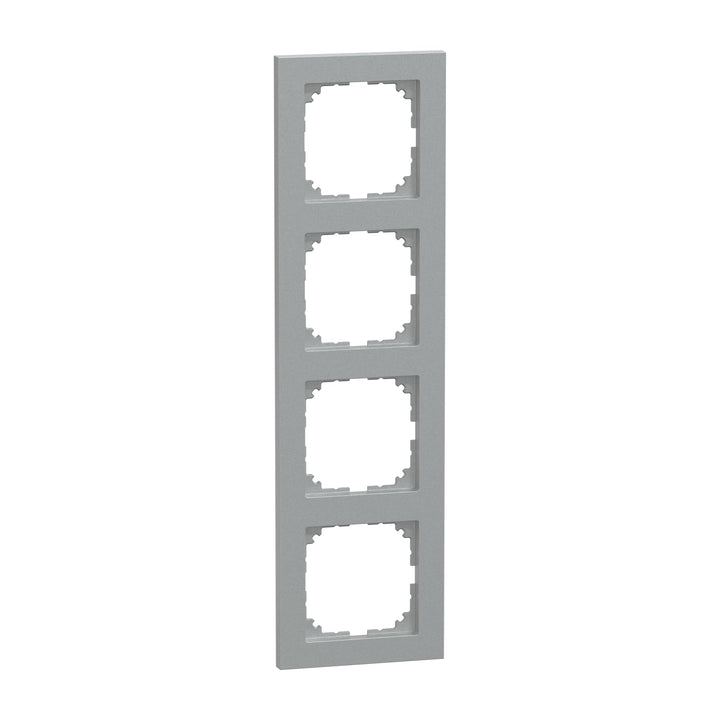 Schneider Electric Merten MEG4040-3660 M-Pure Rahmen 4-fach für Steckdosen und Schalter, Aluminium 4