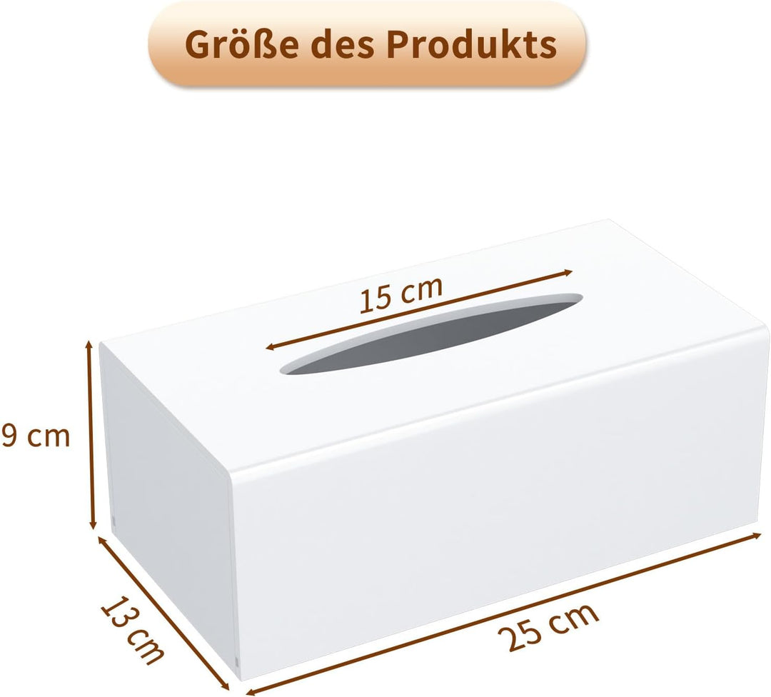 AITEE Acryl Kosmetiktücherbox: 25×13×9 cm Weiss Tücherbox mit Magnetabdeckung für Esszimmer Badezimm