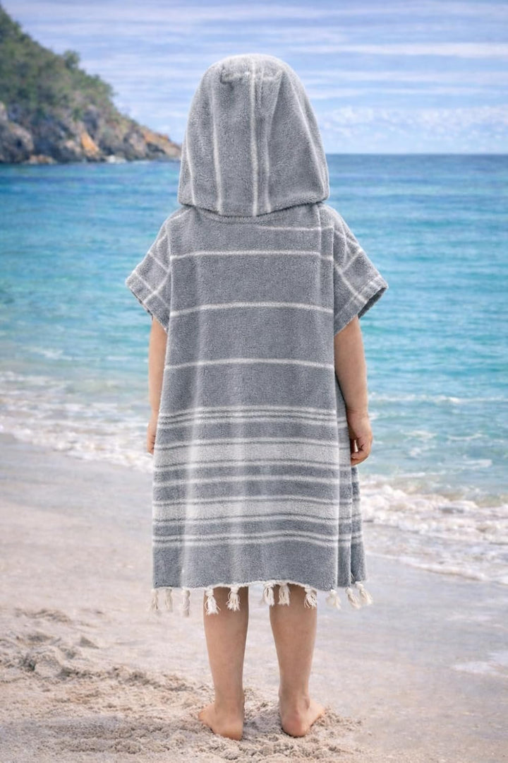 ELY PARKER Strandponcho für Kinder - 100% Baumwolle Strandtuch &amp; Strandkleid - Saugstarkes Badeponch