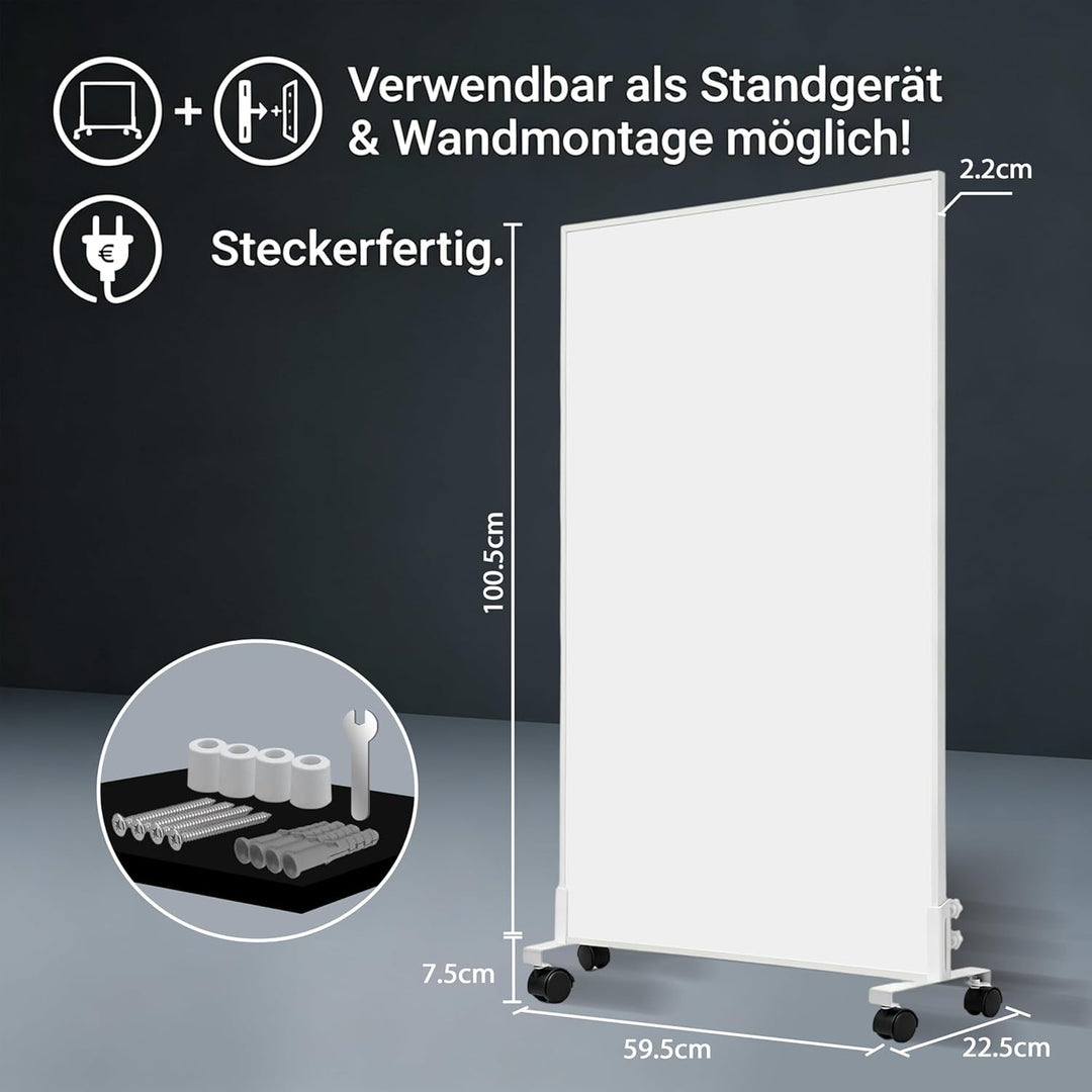 Infrarotheizung Standgerät 800W mit Rollen, Bis 120°C in 1-3 Min, Bis 40% Energie Sparen, Mobil & Fl