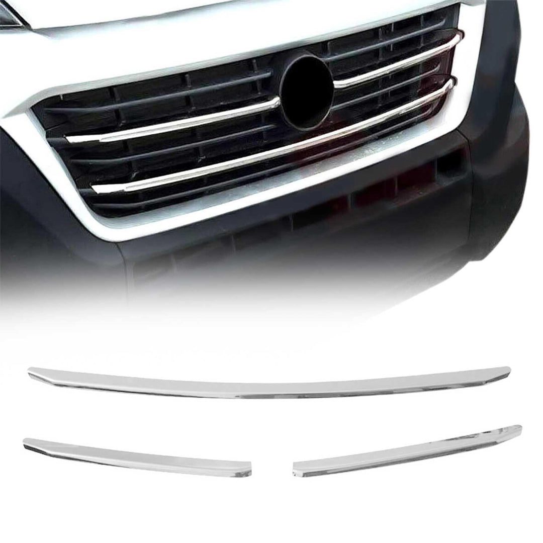 Kühlergrill Grilleisten Frontgril kompatibel mit FIAT Ducato 2014-2023 Chrom Edelstahl 3tlg