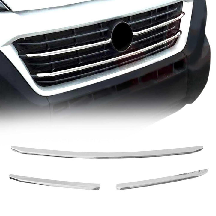 Kühlergrill Grilleisten Frontgril kompatibel mit FIAT Ducato 2014-2023 Chrom Edelstahl 3tlg
