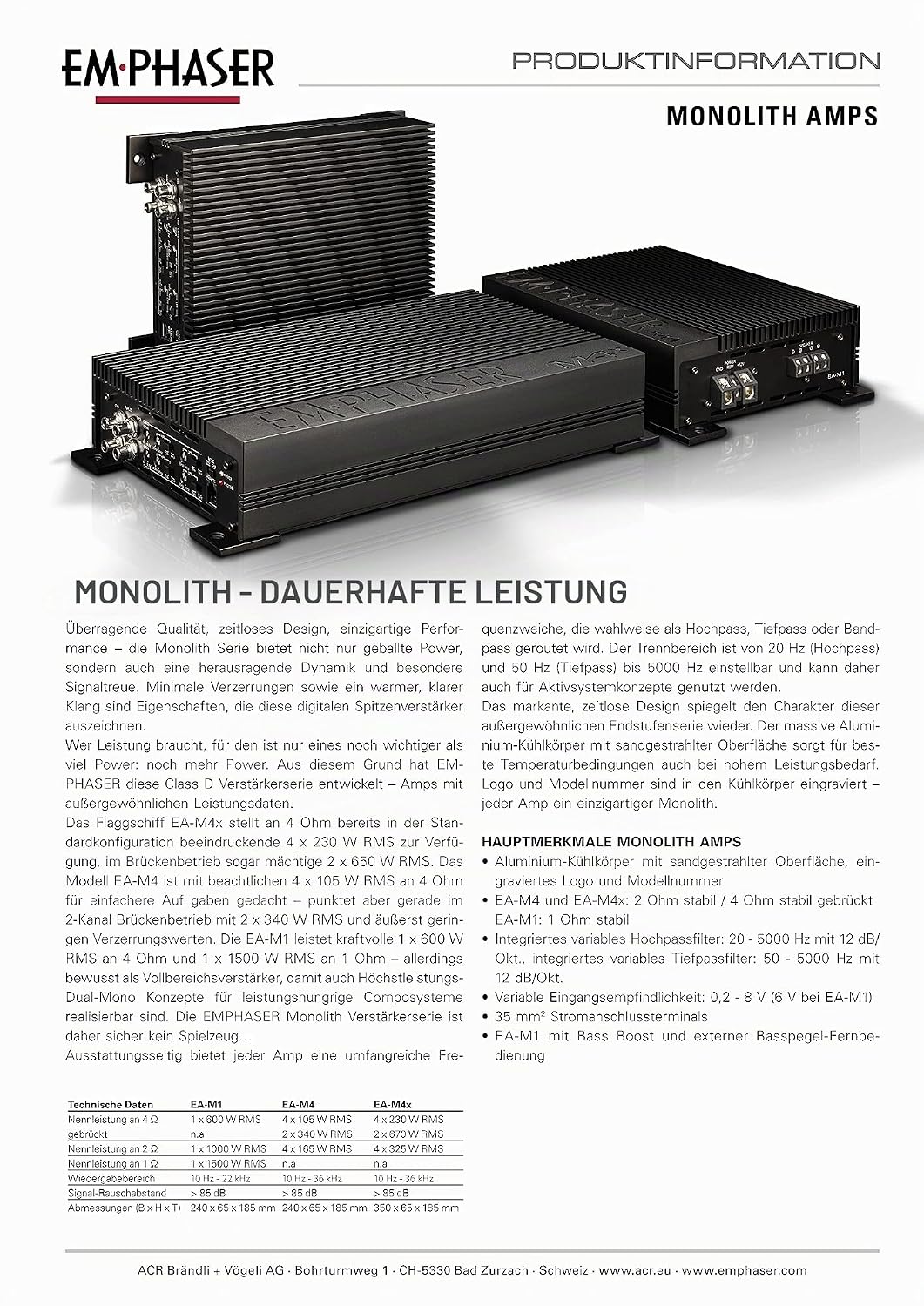 EMPHASER EA-M4 – High-Performance 4-Kanal Digital Verstärker, Class-D Endstufe, leistungsstarker Amp