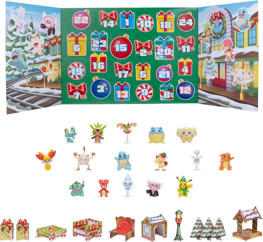 Pokémon PKW3623 - Battle Figure Adventskalender 2024, offizieller Pokémon Kalender mit 24 Überraschu